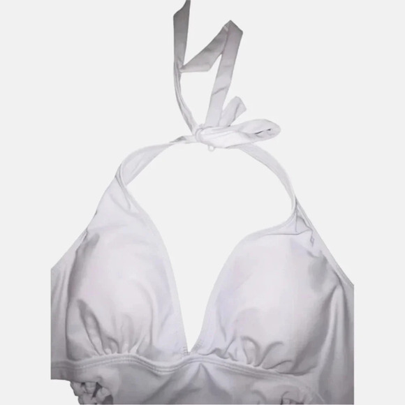 Romwe Women's White One-Piece Swimsuit Crochet Cut-Out Halter Size M - Picture 7 of 9